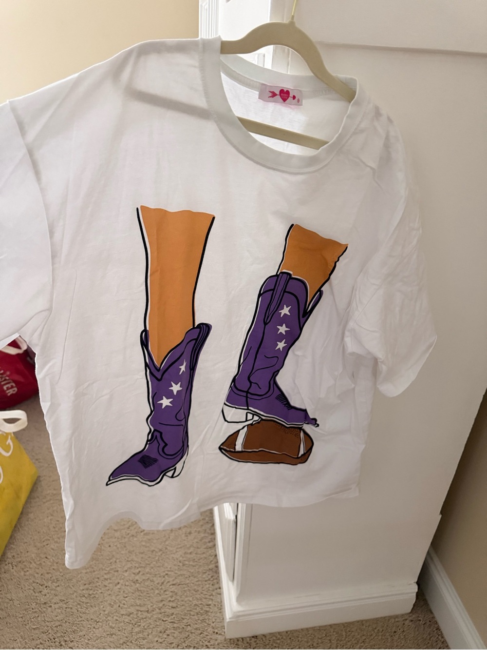 Buddy Love White Tee with Purple Cowboy Boot